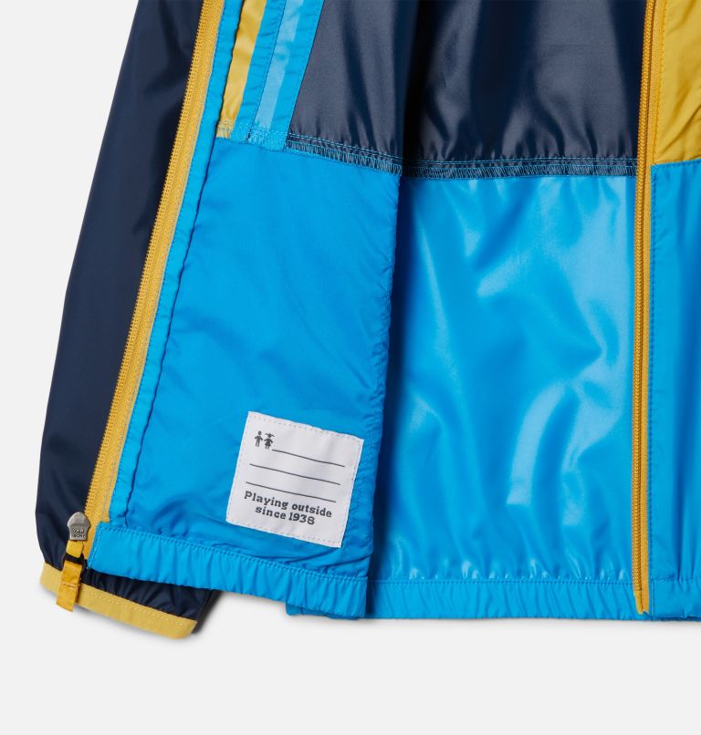 Thumbnail: Youth Back Bowl Hooded Windbreaker, Color: Coll Navy, Compass Blue, Golden Nugget, image 3
