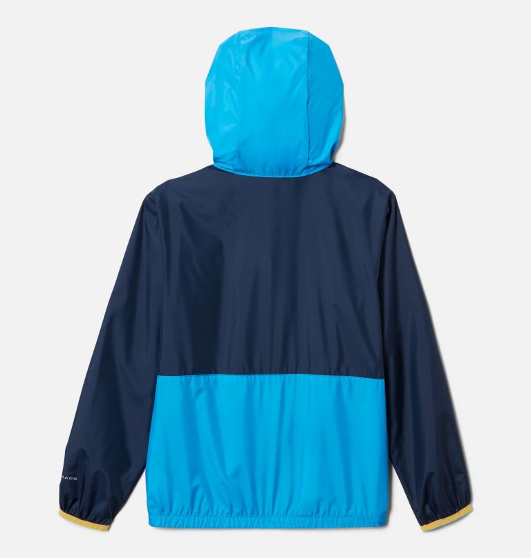 Thumbnail: Youth Back Bowl Hooded Windbreaker, Color: Coll Navy, Compass Blue, Golden Nugget, image 2
