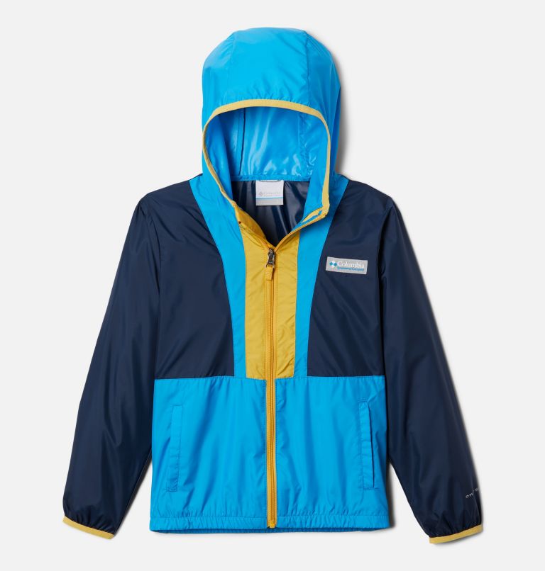 Thumbnail: Youth Back Bowl Hooded Windbreaker, Color: Coll Navy, Compass Blue, Golden Nugget, image 1