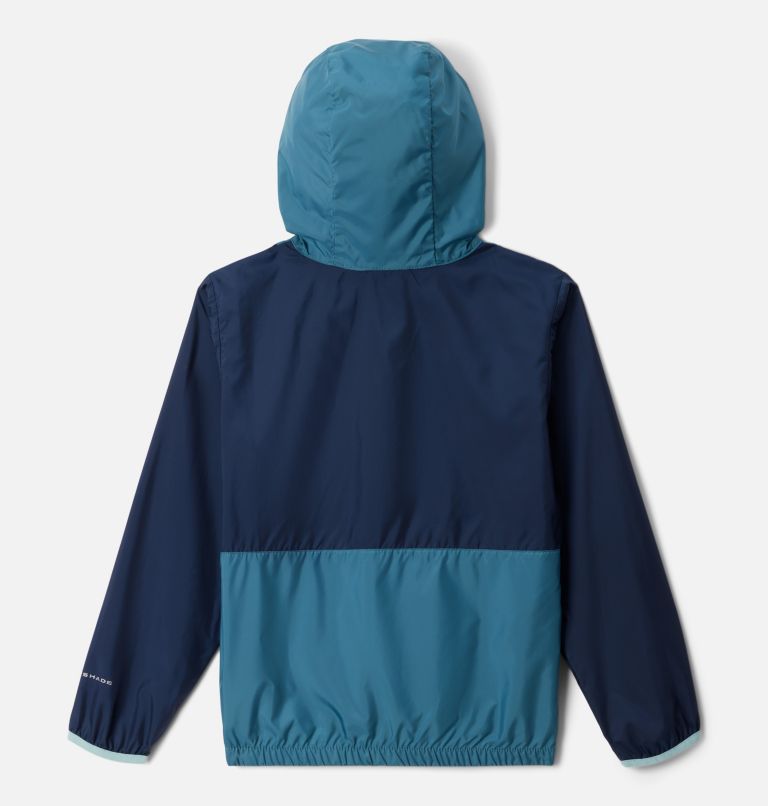 Youth Back Bowl Hooded Windbreaker, Color: Coll Navy, Cloudburst, Spray, image 2
