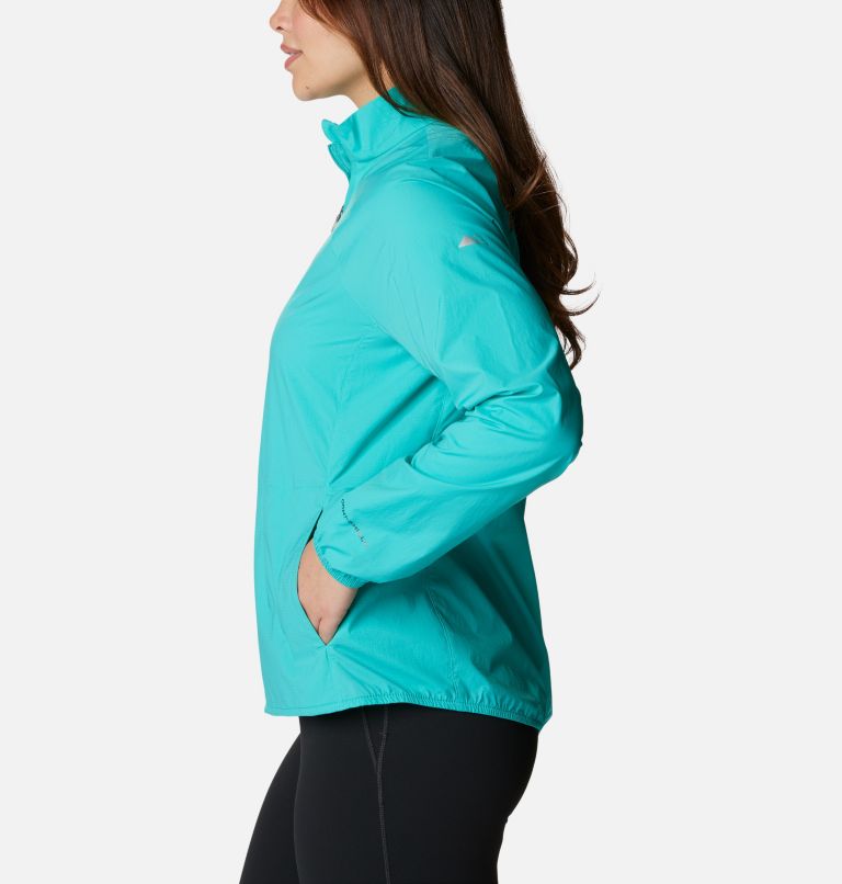 Women's Endless Trail Wind Shell Jacket, Color: Bright Aqua, image 3