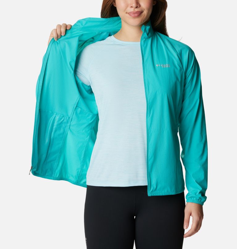 Women's Endless Trail Wind Shell Jacket, Color: Bright Aqua, image 5
