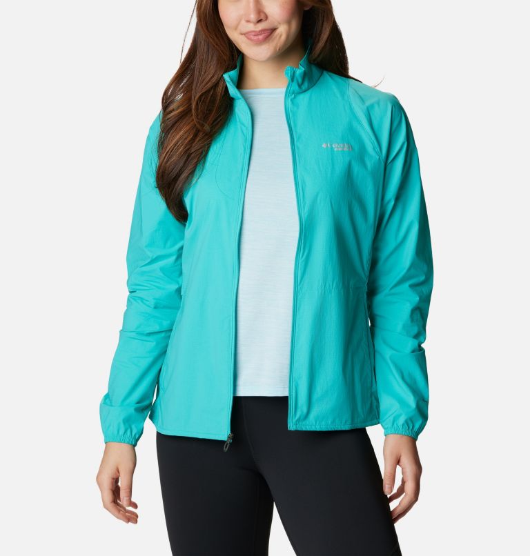 Women's Endless Trail Wind Shell Jacket, Color: Bright Aqua, image 6