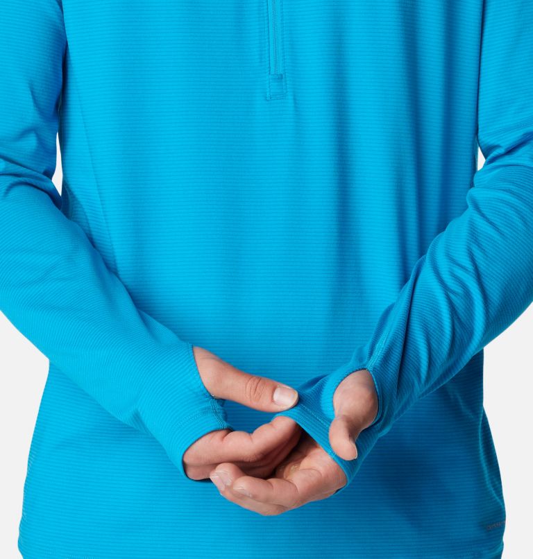 Thumbnail: Men's Endless Trail Half Zip Mesh Long Sleeve Shirt, Color: Ocean Blue, image 6
