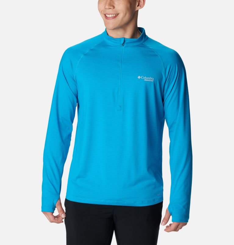 Men's Endless Trail Half Zip Mesh Long Sleeve Shirt, Color: Ocean Blue, image 1