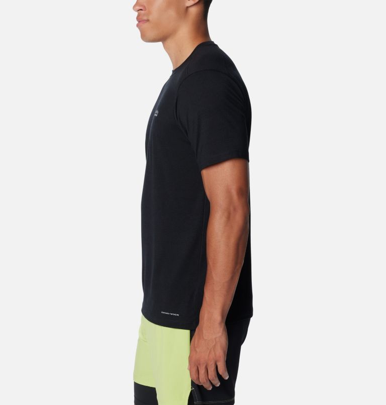 Men's Endless Trail Running Technical T-shirt, Color: Black, Pale Blue Montrail Graphic, image 3