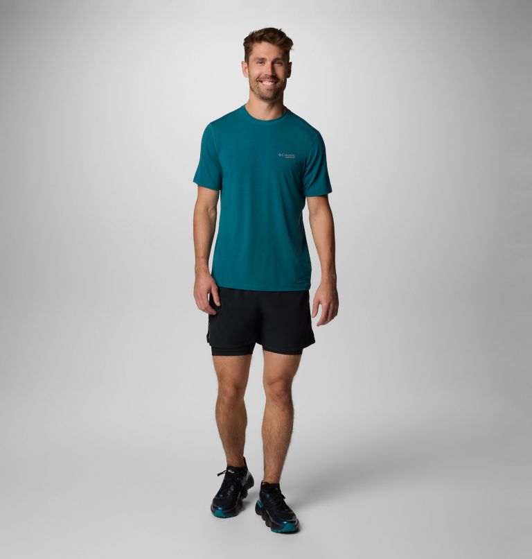 Men's Endless Trail Running Tech T-Shirt, Color: River Blue, image 2