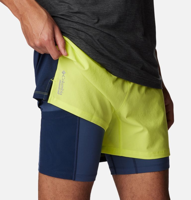 Cool Run 2 In 1 Running Shorts Blue Black Pockets Double Layer