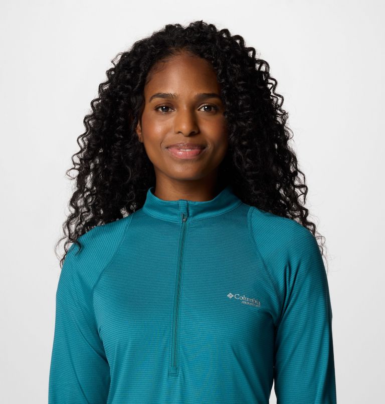 Women's Endless Trail Half Zip Mesh Long Sleeve Shirt, Color: River Blue, image 4