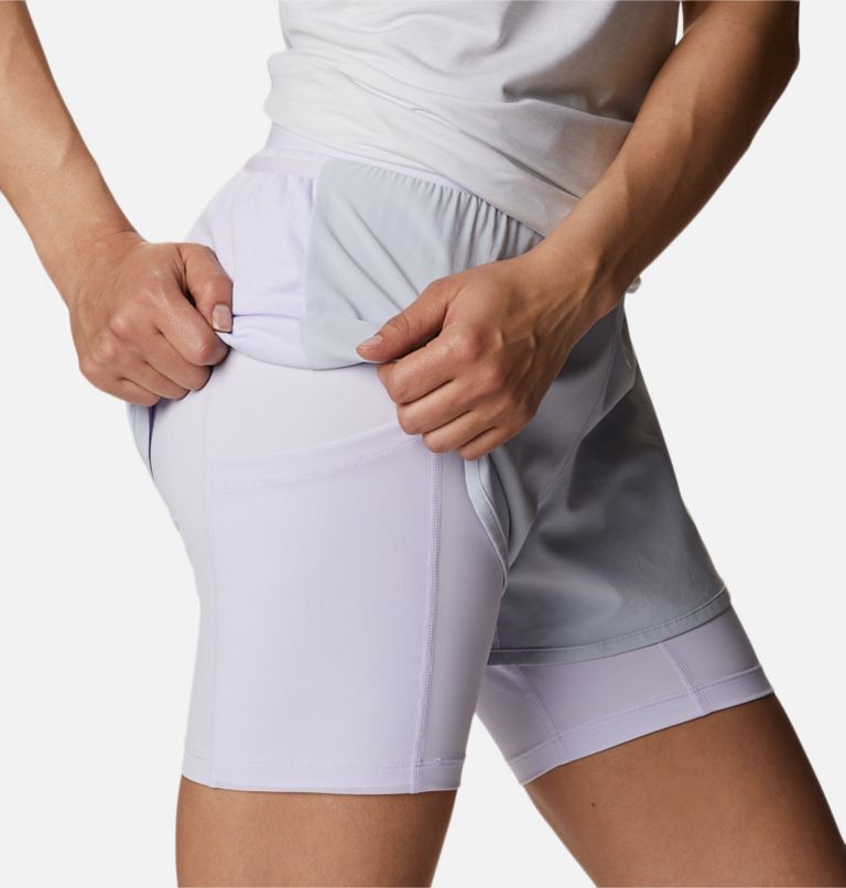 Women's Endless Trail 2-in-1 Shorts, Color: Cirrus Grey, Purple Tint, image 6