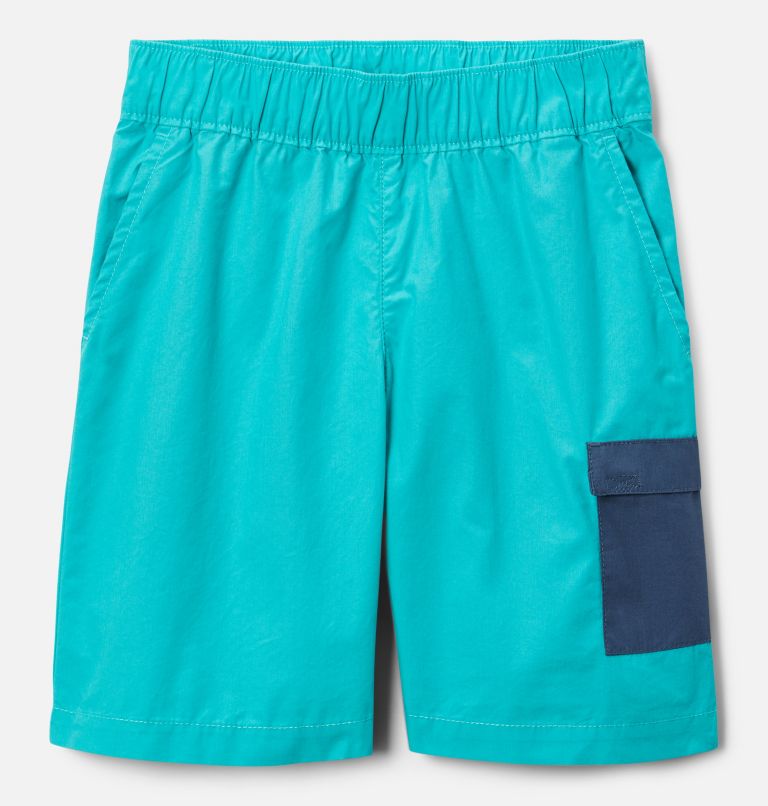 Thumbnail: Boy's Washed Out Cargo Shorts, Color: Bright Aqua, Dark Mountain, image 1