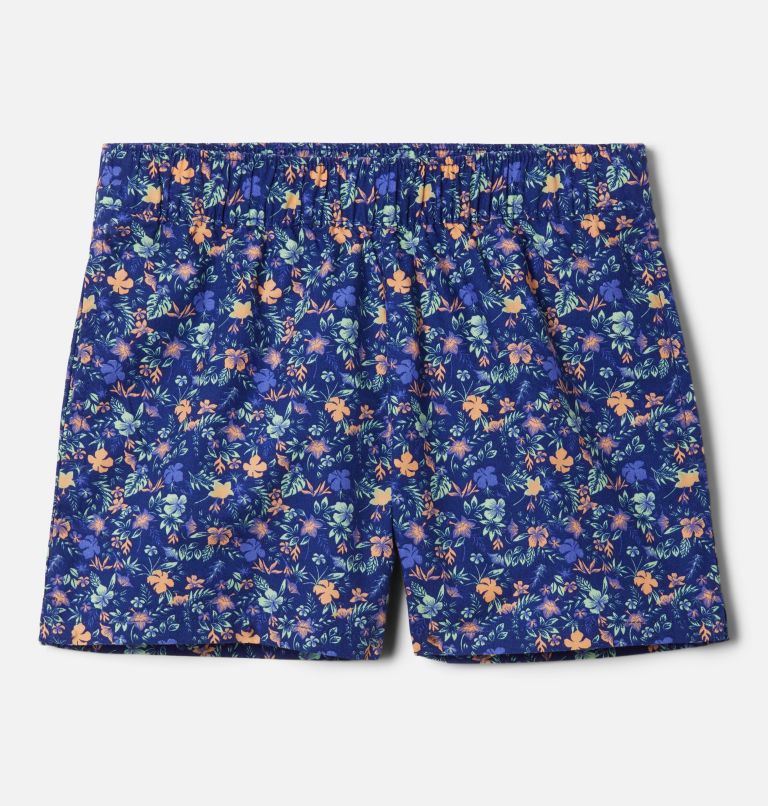Girls' Washed Out Printed Shorts, Color: Dark Sapphire Mini-Biscus, image 1