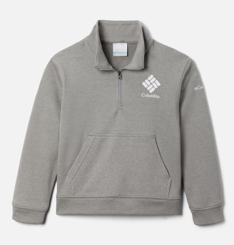 Thumbnail: Girls' Columbia Trek French Terry Half Zip Pullover, Color: Light Grey Heather, image 1