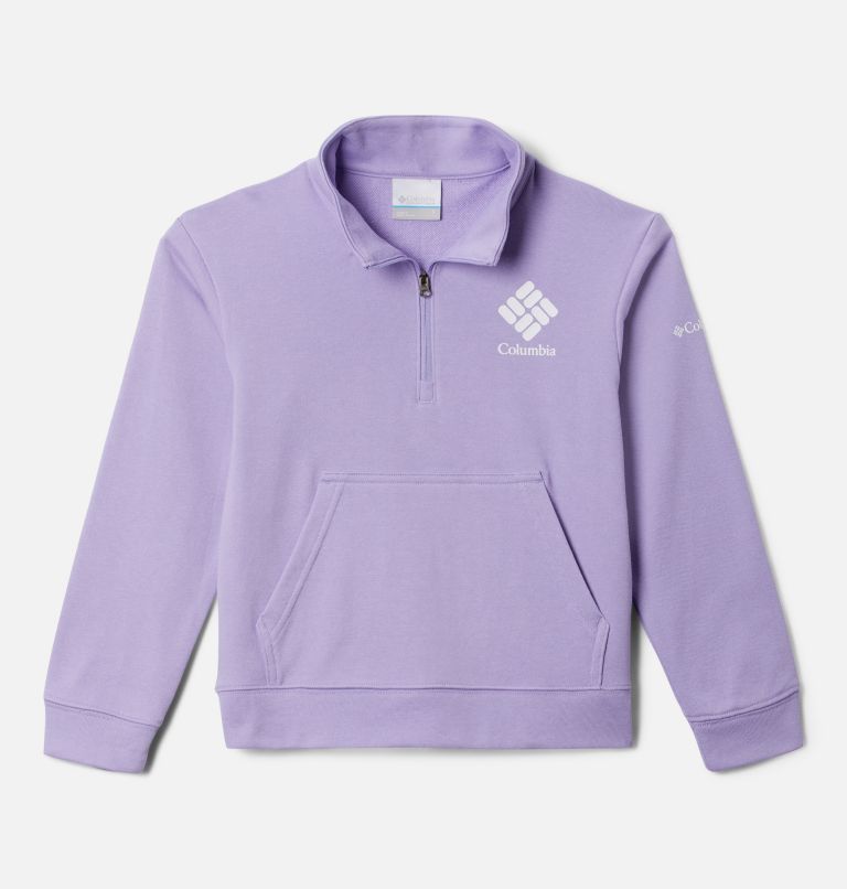 Thumbnail: Girls' Columbia Trek French Terry Half Zip Pullover, Color: Frosted Purple, image 1