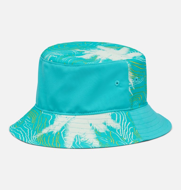 Youth Columbia Bucket Hat, Color: Bright Aqua Topo Palms, Bright Aqua, image 2