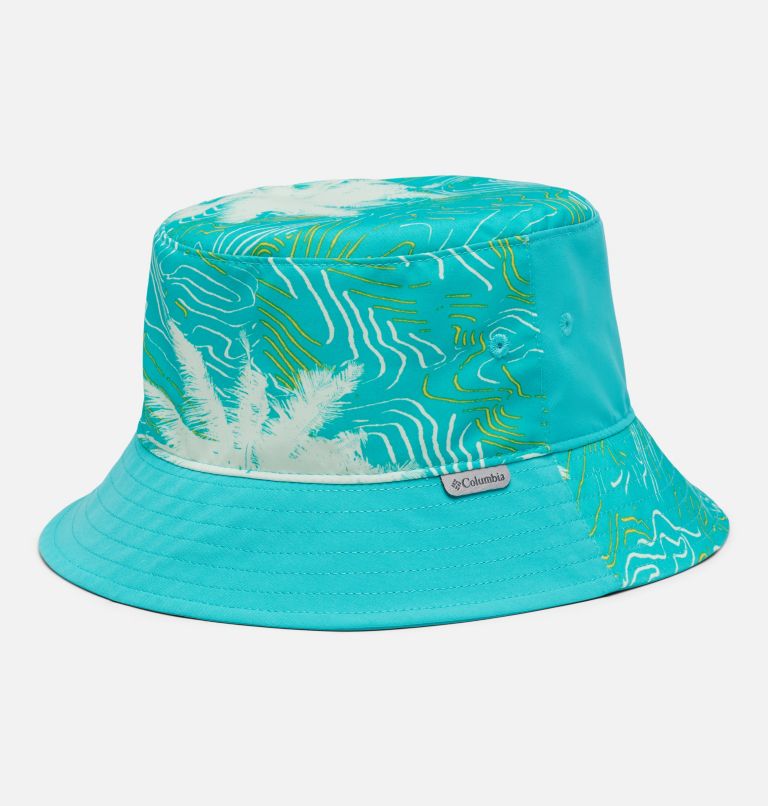 Youth Columbia Bucket Hat, Color: Bright Aqua Topo Palms, Bright Aqua, image 1