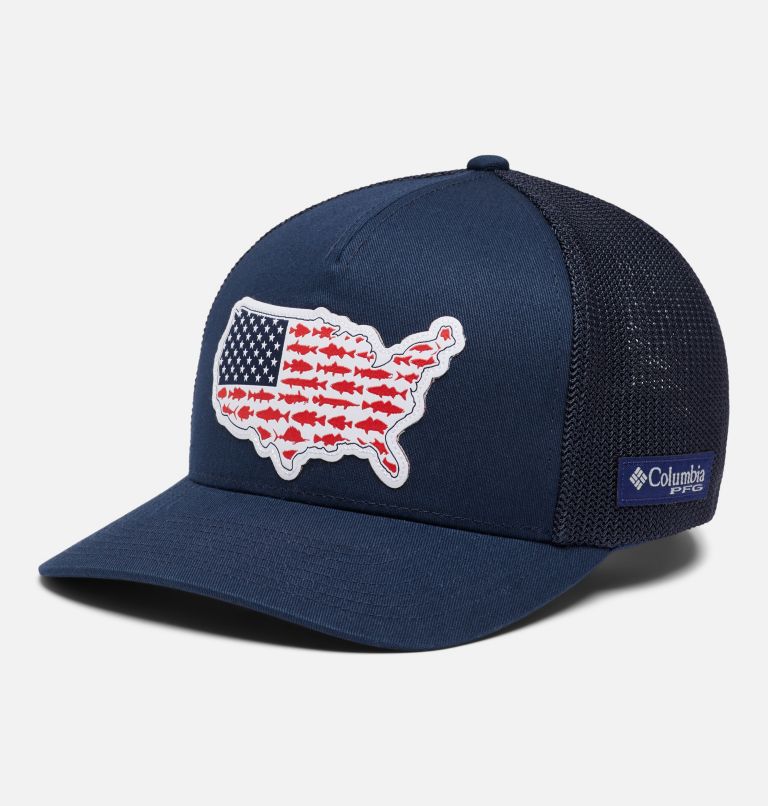 Thumbnail: PFG Statetriot Mesh Ball Cap, Color: Collegiate Navy, USA Patch, image 1