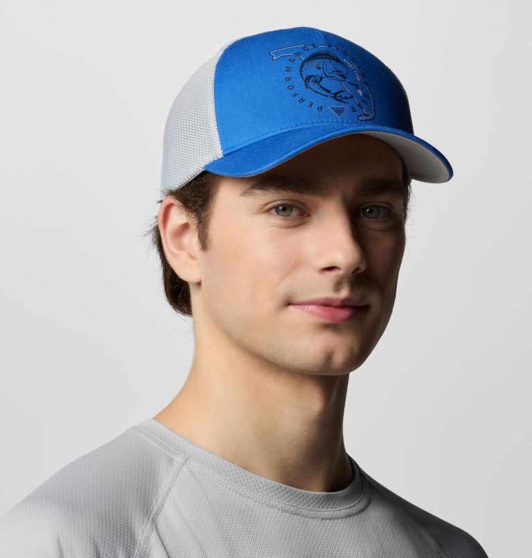 PFG Statetriot Mesh Ball Cap, Color: Vivid Blue, Cool Grey, PFG Pride Florida, image 2