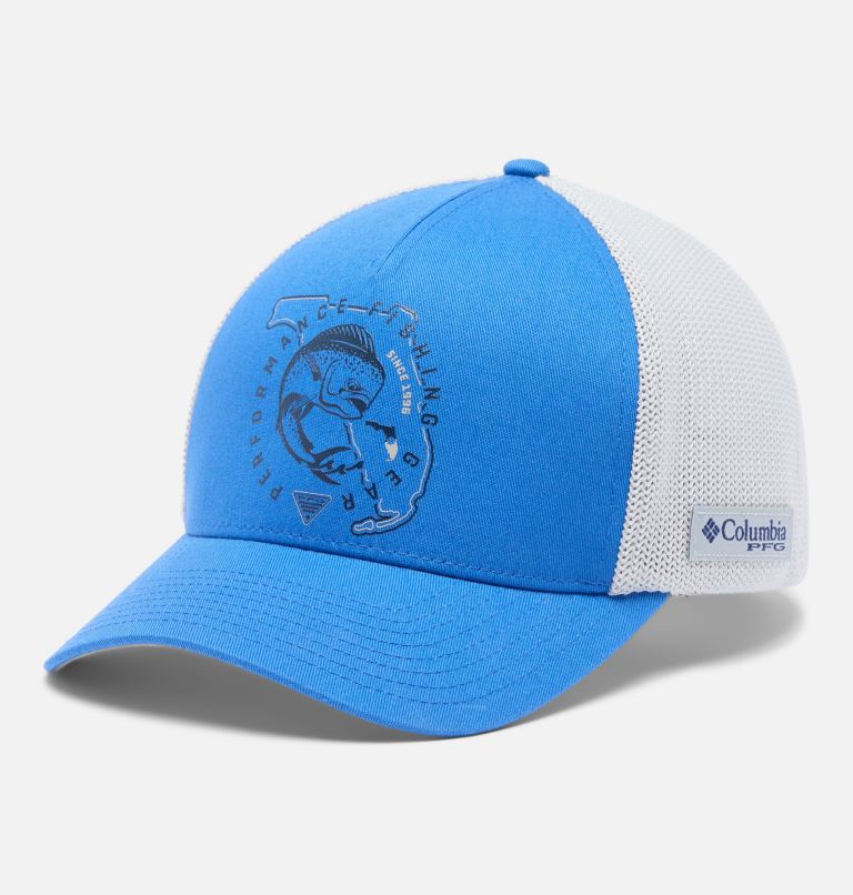 PFG Statetriot Mesh Ball Cap, Color: Vivid Blue, Cool Grey, PFG Pride Florida, image 1