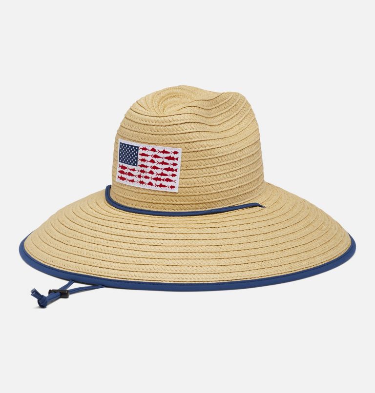 Thumbnail: PFG Straw Lifeguard Hat, Color: Straw, Fish Flag, image 1