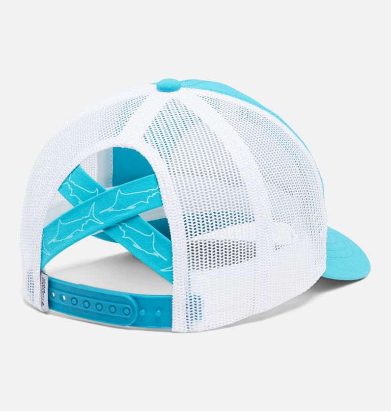 PFG Women's Ponytail Patch Snap Back | 443 | O/S, Color: Ocean Teal, Fish Friends, image 2
