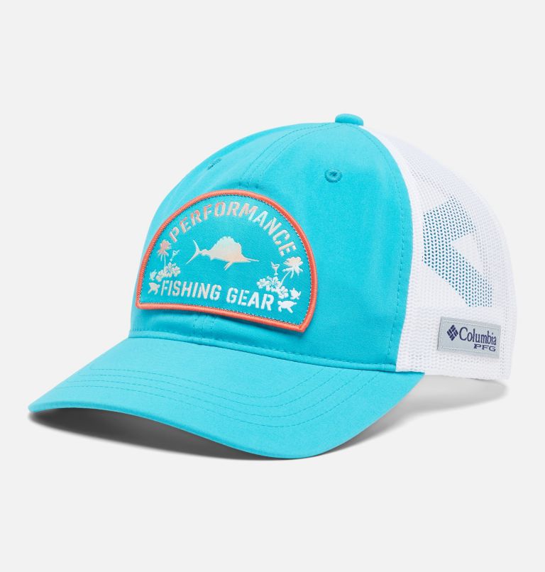 Thumbnail: PFG Women's Ponytail Patch Snap Back | 443 | O/S, Color: Ocean Teal, Fish Friends, image 1