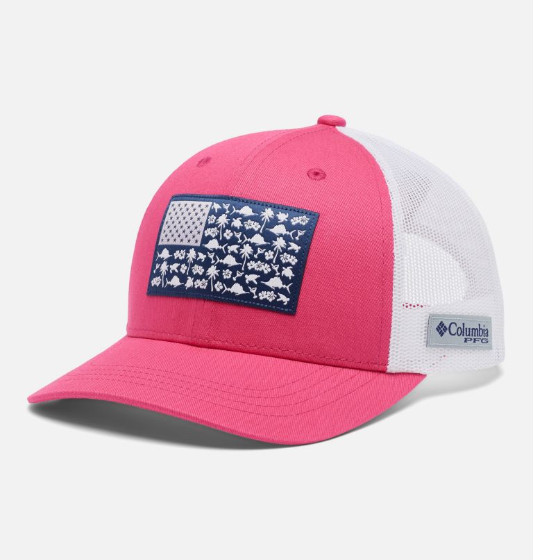 PFG Women's Fish Flag Snap Back | 693 | O/S, Color: Ultra Pink, Fish Friends Flag, image 1