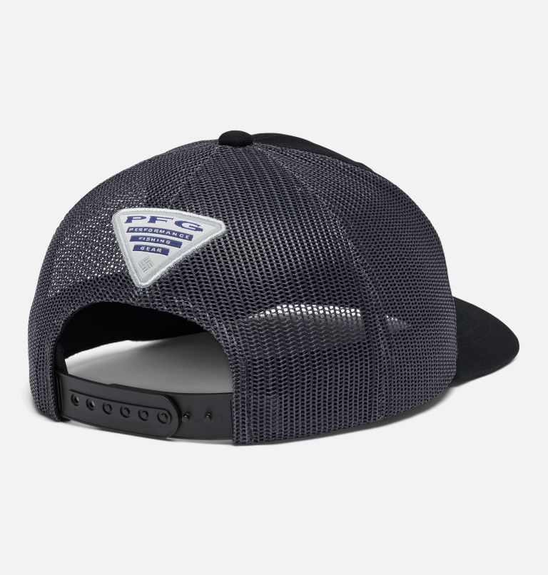 Kids’ PFG Fish Flag Snapback Cap, Color: Black, Graphite, image 2