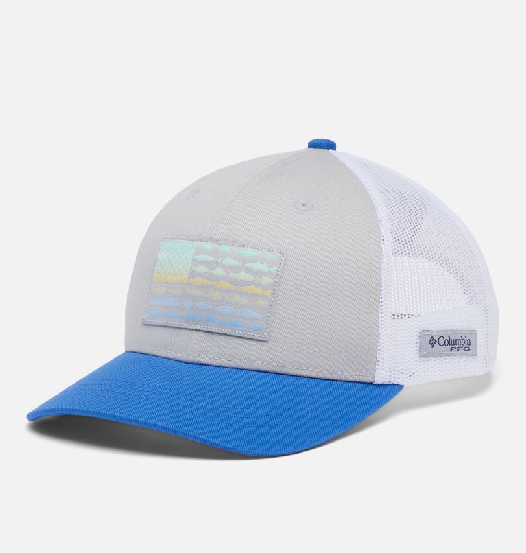 PFG Youth Fish Flag Snap Back | 019 | O/S, Color: Cool Grey, Vivid Blue, image 1