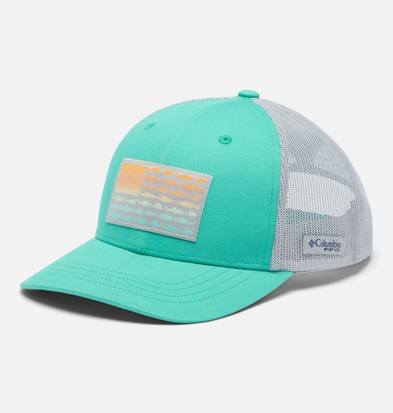 Kids’ PFG Fish Flag Snapback Cap, Color: Glaze Green, image 1