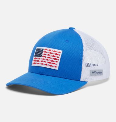 Columbia Sportswear PFG Fish Flag Mesh FlexFit Fitted Baseball Cap Fitted  Baseball Caps