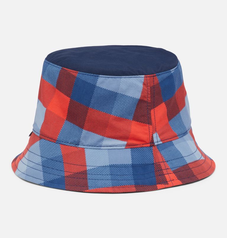 Kids' PFG Bucket Hat, Color: Carbon Mid Gingham, Agate Blue, image 2