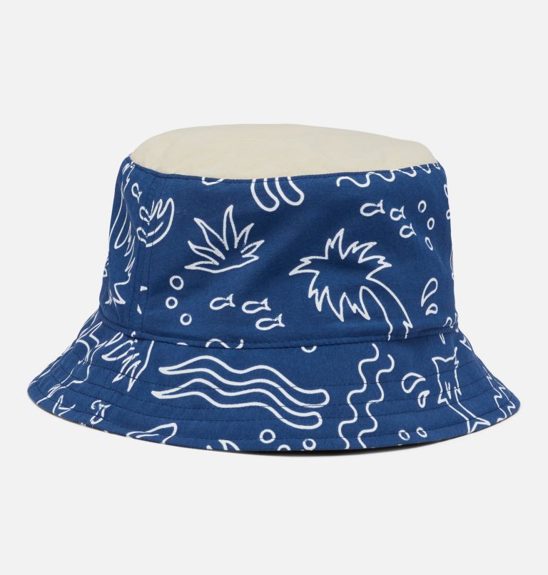 Thumbnail: Kids' PFG Bucket Hat, Color: Carbon Marlin Shores, Ancient Fossil, image 2