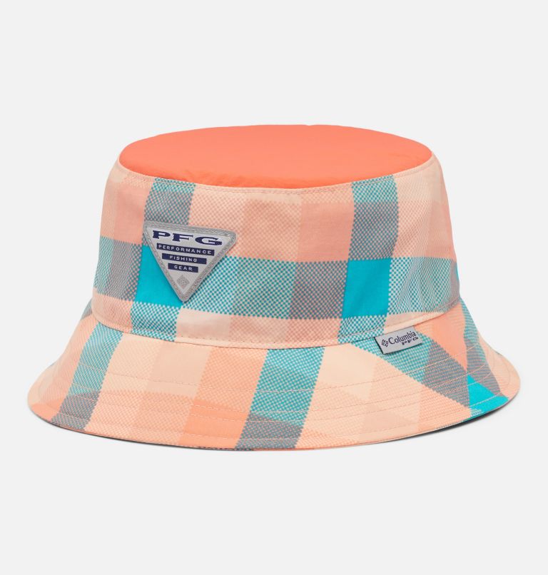 Kids' PFG Bucket Hat, Color: Light Coral Mid Gingham, Corange, image 1