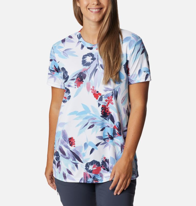 Women's Fork Stream Techical Printed T-Shirt, Color: Vista Blue, Wisterian, image 1