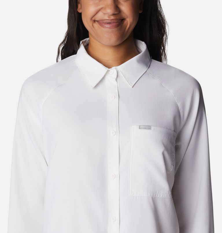 Columbia Women's Anytime Lite Long Sleeve Shirt, White, Medium