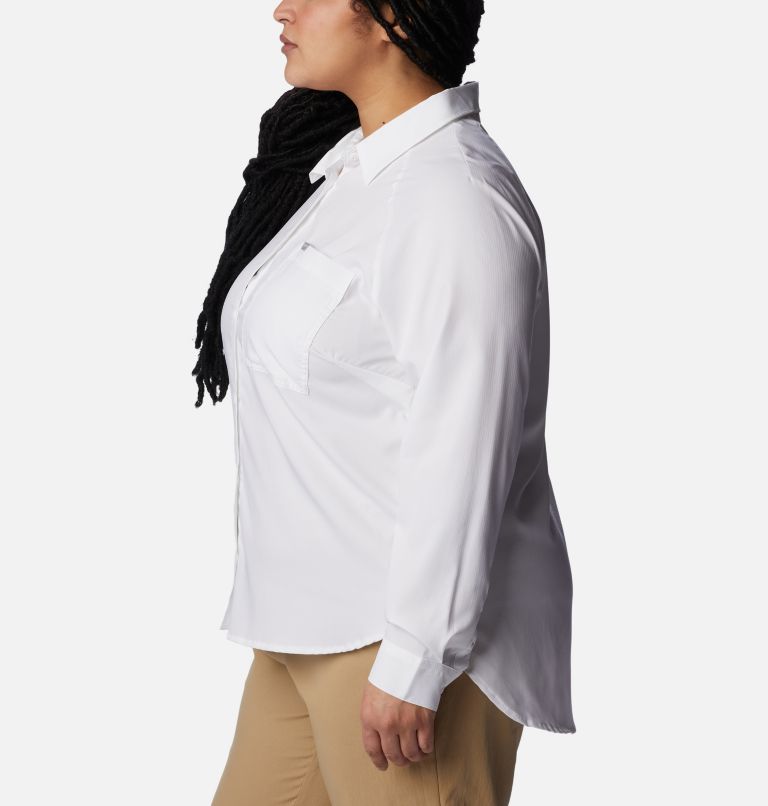 Plus size white long sleeve shirt sale