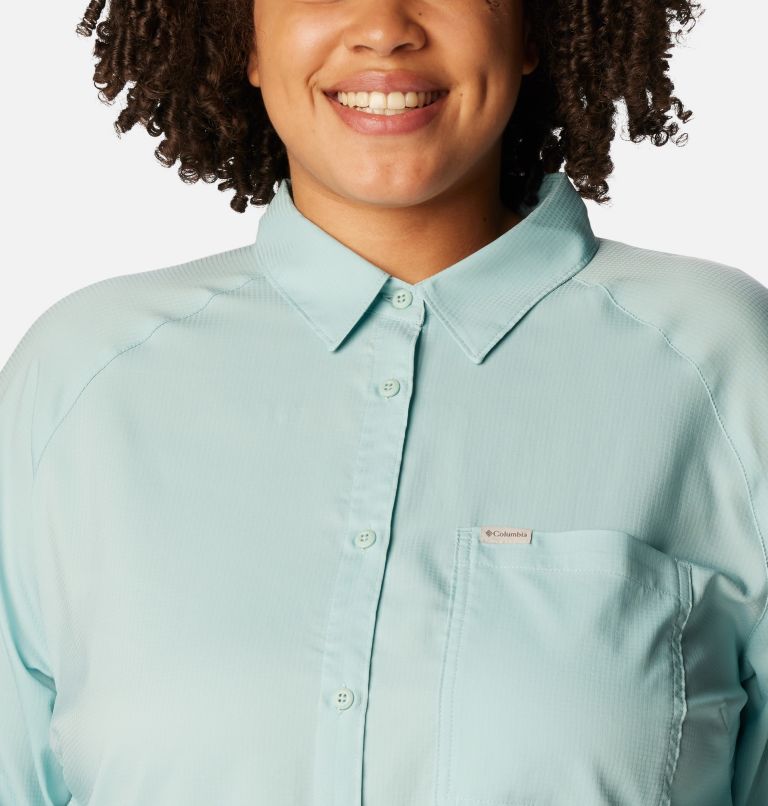 Women’s Anytime Lite Long Sleeve Shirt - Plus Size, Color: Aqua Haze, image 4