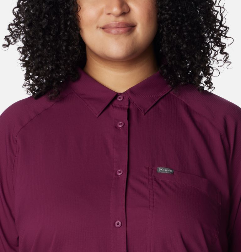 Thumbnail: Women’s Anytime Lite Long Sleeve Shirt - Plus Size, Color: Marionberry, image 4