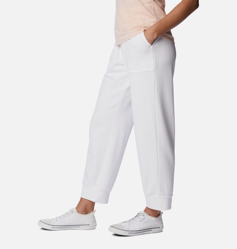 Thumbnail: Women's Columbia Lodge French Terry Pull-On Pants, Color: White, Black Logo, image 3