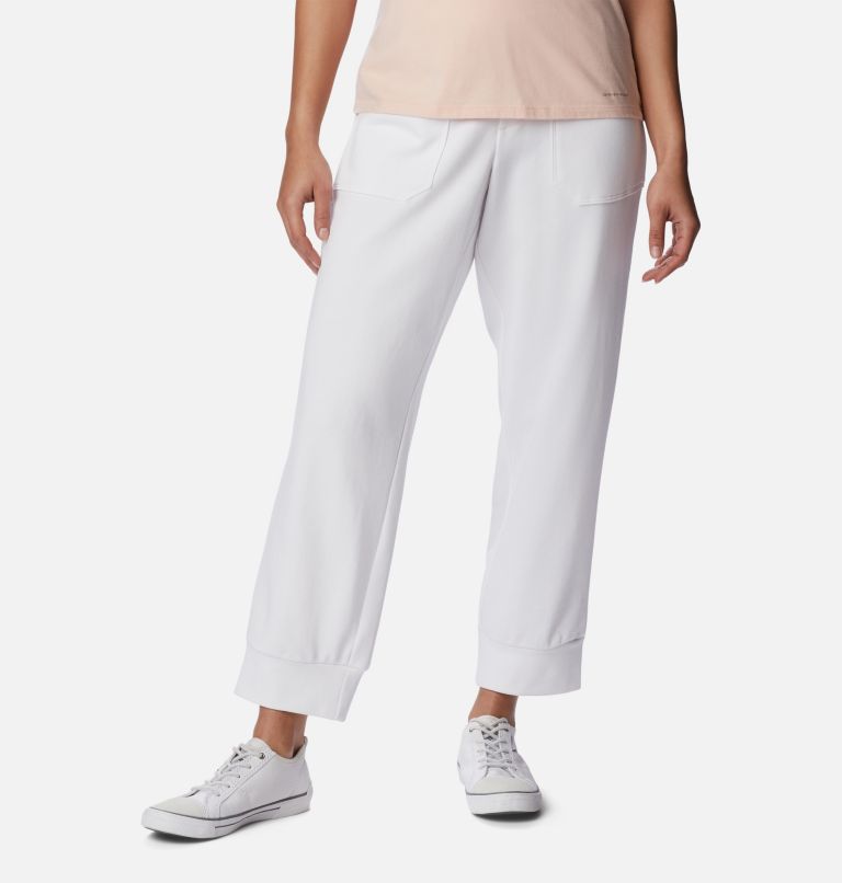 Thumbnail: Women's Columbia Lodge French Terry Pull-On Pants, Color: White, Black Logo, image 1