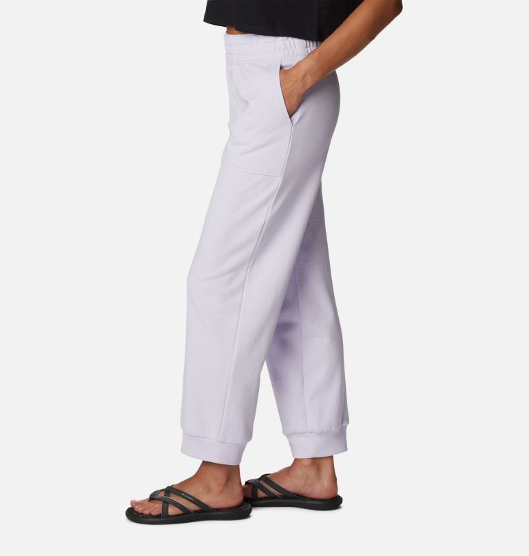 Women's Columbia Lodge French Terry Pull-on Jogger, Color: Purple Tint, White Logo, image 3