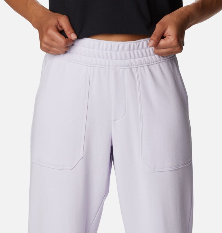 Women's Columbia Lodge French Terry Pull-on Jogger, Color: Purple Tint, White Logo, image 4