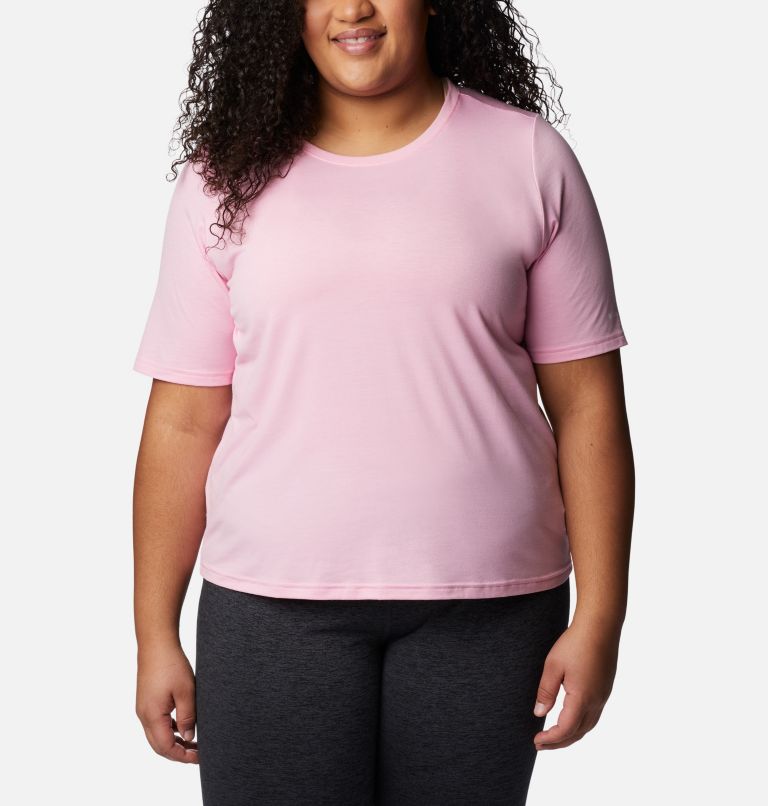 Thumbnail: Women's Anytime Knit T-Shirt - Plus Size, Color: Wild Rose, image 1