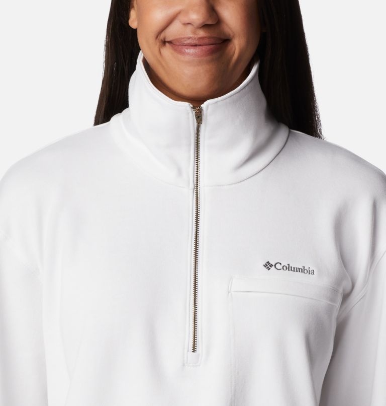 Thumbnail: Women's Columbia Lodge French Terry Pullover, Color: White, Black Logo, image 4