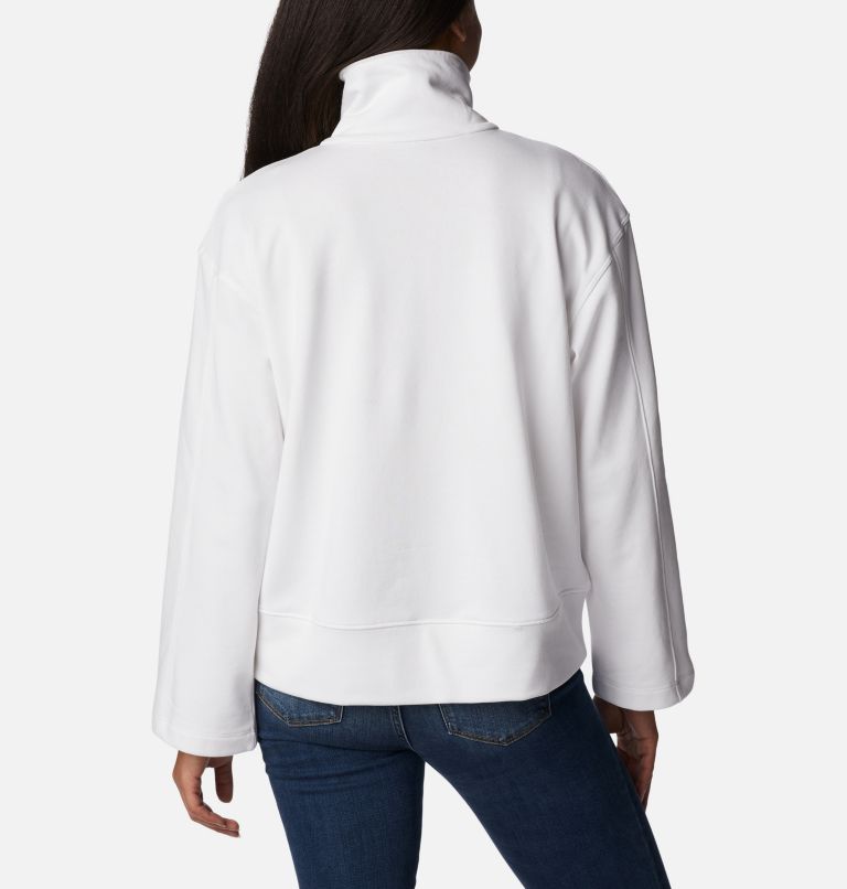 Women's Columbia Lodge French Terry Pullover, Color: White, Black Logo, image 2