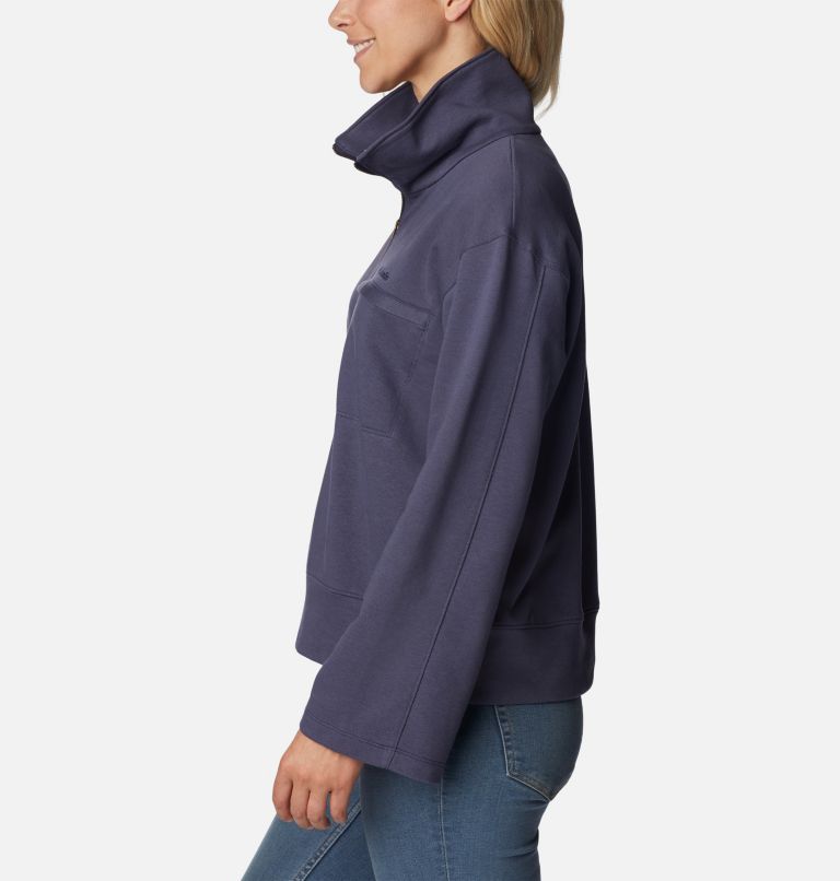 Women's Columbia Lodge French Terry Pullover, Color: Nocturnal, Dark Nocturnal Logo, image 3