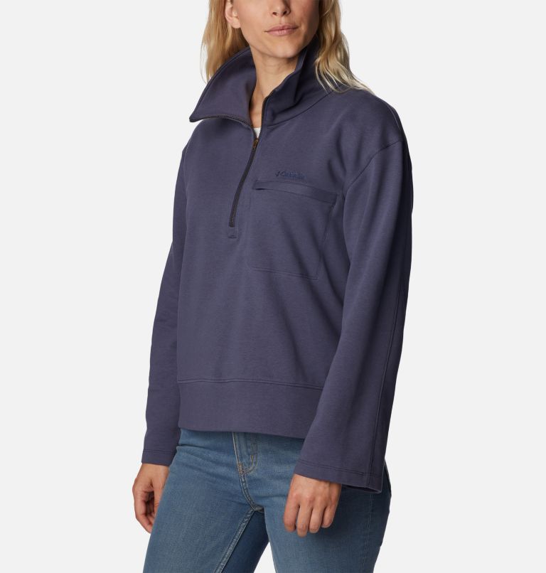 Women's Columbia Lodge French Terry Pullover, Color: Nocturnal, Dark Nocturnal Logo, image 5