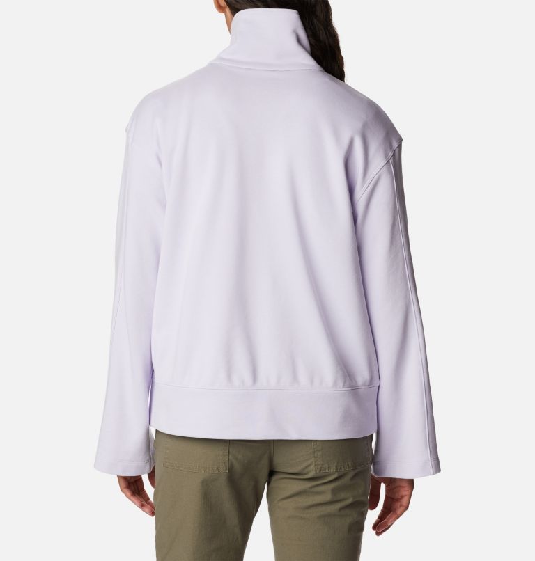 Thumbnail: Women's Columbia Lodge French Terry Pullover, Color: Purple Tint, White Logo, image 2