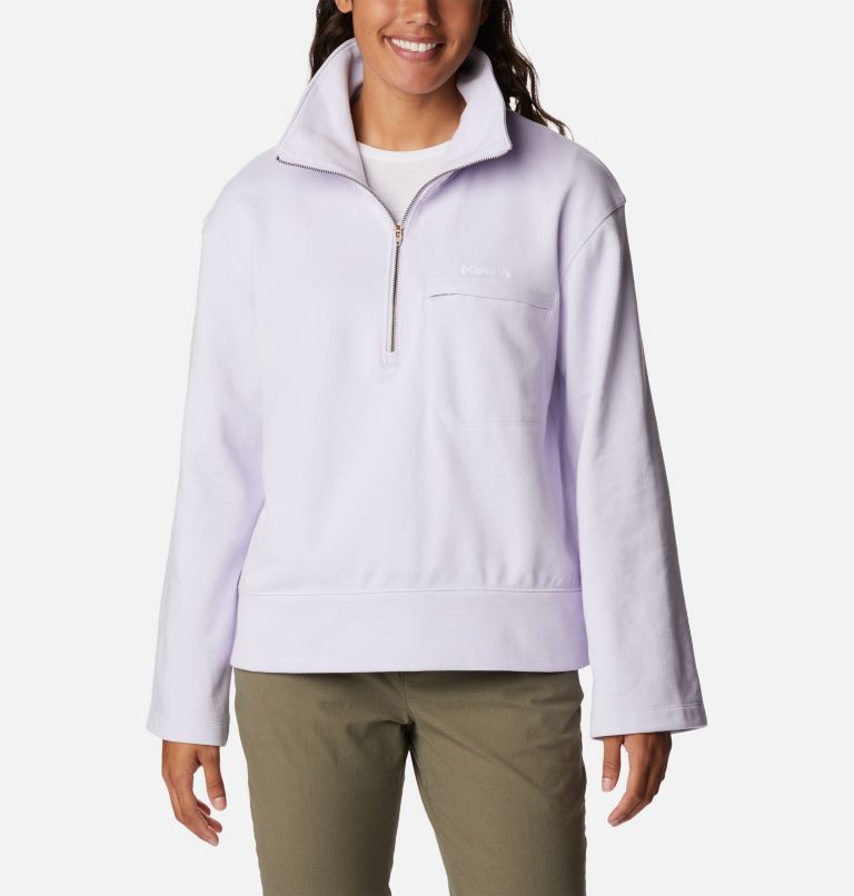 Women's Columbia Lodge French Terry Pullover, Color: Purple Tint, White Logo, image 1